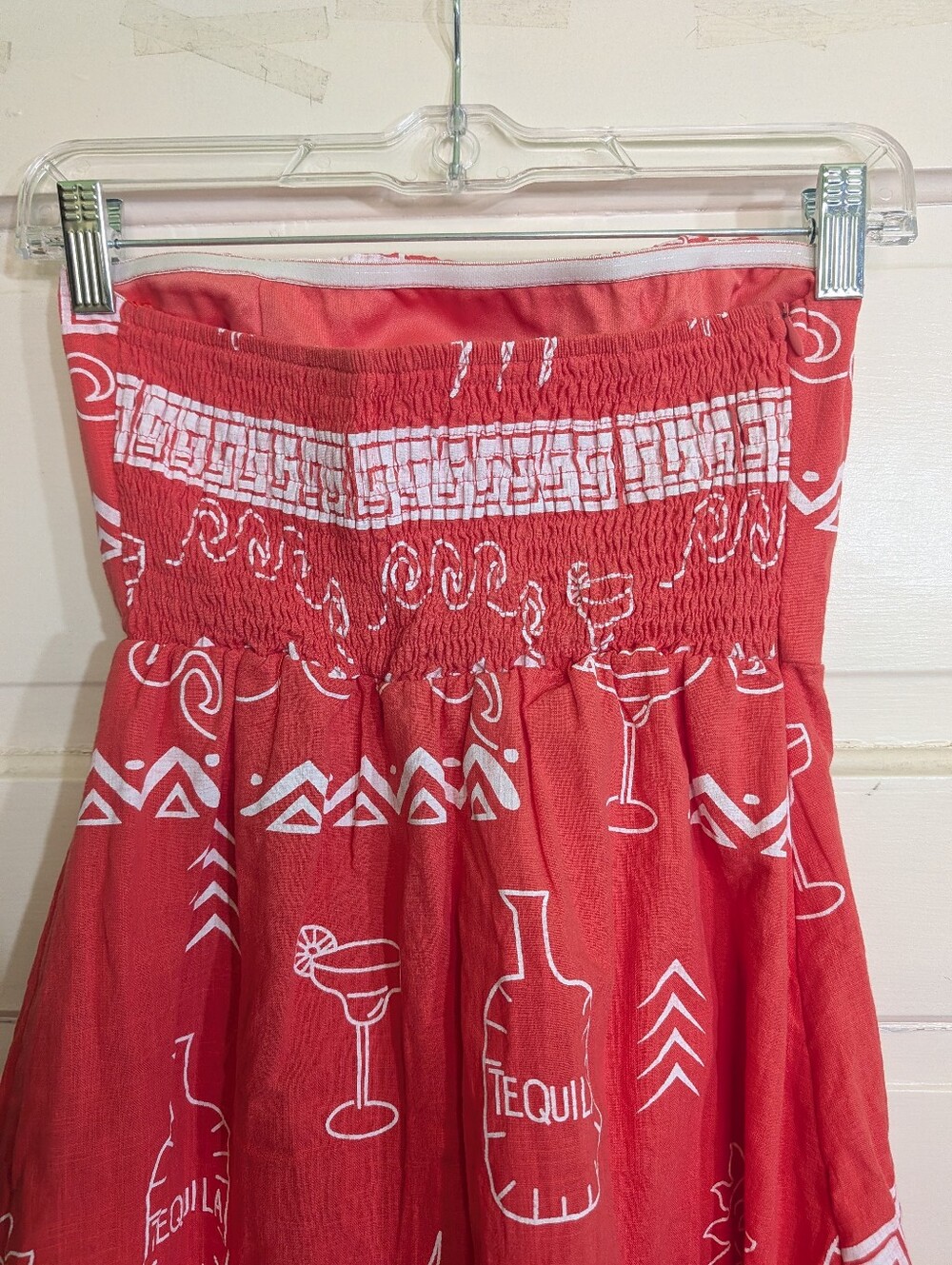By Frankie XS Tequila Print Strapless Cotton Sundress Smocked Back - Picture 7 of 10